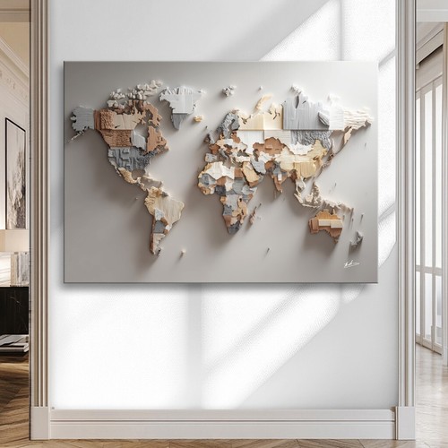 Weltkarte leinwand bild xxl - weltkarte,