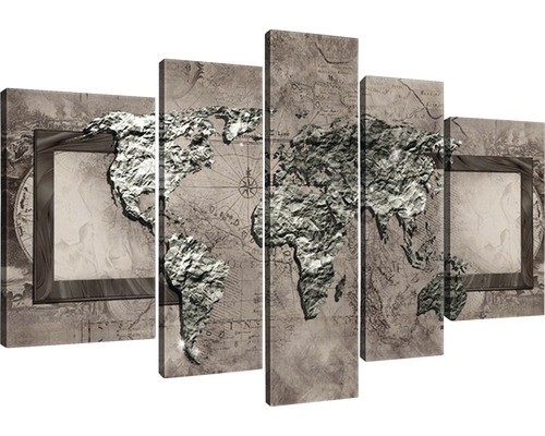 Leinwandbild weltkarte 5er set - leinwandbild,