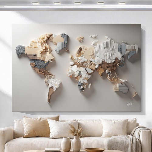 Weltkarte leinwand bild xxl - leinwand,