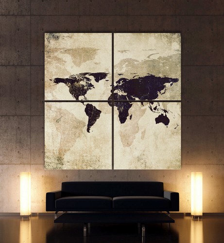 Weltkarte abstrakt leinwand - -,